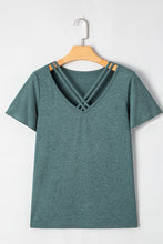 Load image into Gallery viewer, Crisscross V Neck ruffle Sleeve T Shirt