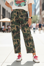 Load image into Gallery viewer, Camouflage Print Drawstring Patch Pocket Barrel Jeans