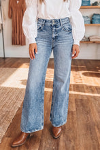 Load image into Gallery viewer, Acid Wash Pocket Detail Flare Jeans