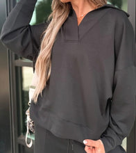 Load image into Gallery viewer, Collared V Neck Pullover Sweatshirt Sweatpants Set