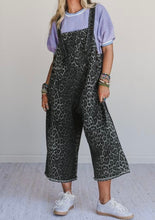 Load image into Gallery viewer, Leopard Print Button Adjustable Straps Cropped Loose Denim Overalls