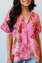 Load image into Gallery viewer, Jungle Floral Print Notch V Neck Blouse