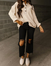 Load image into Gallery viewer, Jet Stream Waffle Long Sleeve Collar Half Button Loose Top