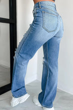 Load image into Gallery viewer, Mid Rise Distressed Sneak Peek Straight Leg Jeans