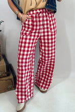 Load image into Gallery viewer, Gingham Plaid Tie Elastic Waist Shift Pants