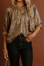 Load image into Gallery viewer, Half Sleeve Metallic Leopard Print Blouse
