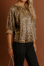 Load image into Gallery viewer, Half Sleeve Metallic Leopard Print Blouse