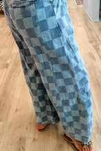 Load image into Gallery viewer, Checkered Denim Wide Leg Jeans