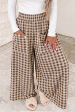Load image into Gallery viewer, Plaid Elastic Waist Patch Pocket Wide Leg Pants