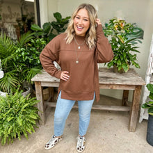 Load image into Gallery viewer, Oversized Mock Neck Split Hem Tunic Sweatshirt