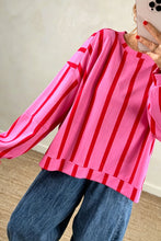 Load image into Gallery viewer, Stripe Dropped Shoulder Round Neck Casual Sweatshirt