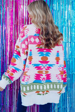 Load image into Gallery viewer, Oversize Aztec Print High Low V Neck Sweater