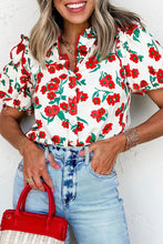 Load image into Gallery viewer, Floral Print Ruffled Puff Sleeve Elegant Shirt