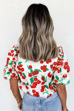 Load image into Gallery viewer, Floral Print Ruffled Puff Sleeve Elegant Shirt