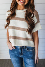 Load image into Gallery viewer, Stripe Dropped Short Sleeve Lightweight Top