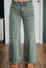 Load image into Gallery viewer, Four Leaf Clover Slight Distressed Raw Edge Wide Leg Jeans