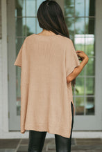 Load image into Gallery viewer, Short Sleeve Side Slit Oversized Sweater