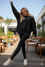 Load image into Gallery viewer, Solid Color Oversize Slit Sweatshirt Ribbed Leggings 2pcs Set
