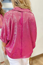 Load image into Gallery viewer, Collared V Neck Half Sleeve Metallic Top