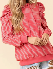 Load image into Gallery viewer, Puff Sleeve Striped Hoodie