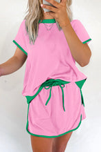 Load image into Gallery viewer, Colorblock Edge Drop Shoulder T Shirt and Skort 2Pcs Set