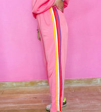 Load image into Gallery viewer, Bonbon Contrast Crewneck T Shirt and Wide Leg High Waist Pants Set