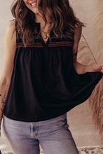 Load image into Gallery viewer, Colorful Shirred Yoke Notched V Neck Tank
