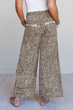 Load image into Gallery viewer, Animal Print Wide Leg Terry Knit Pants