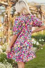 Load image into Gallery viewer, Floral Puff Short Sleeve V Neck Mini Dress