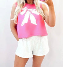 Load image into Gallery viewer, Pink Bow Print Boxy Fit Tank Top