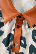 Load image into Gallery viewer, Leopard Print faux leather Collar Short Sleeve Top