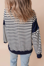 Load image into Gallery viewer, Stripe Color Block Exposed Seam Loose Fit Sweatshirt