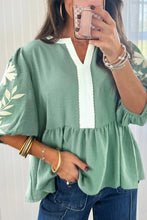 Load image into Gallery viewer, Embroidered Puff Sleeve Babydoll Blouse