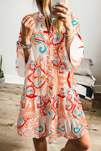 Load image into Gallery viewer, Tribal Print Bracelet Sleeve Buttoned Mini Dress