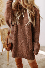 Load image into Gallery viewer, Cable Knit Drop Shoulder Loose Fit Sweater Dress