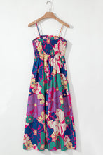 Load image into Gallery viewer, Floral Print Shirred Spaghetti Strap Loose Maxi Dress