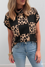 Load image into Gallery viewer, Leopard Checkerboard Short Sleeve Knit Sweater