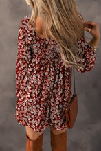 Load image into Gallery viewer, Floral Print Sweetheart Neck Shirred Back Mini Dress