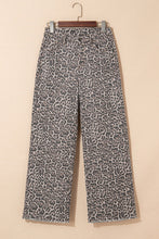 Load image into Gallery viewer, Leopard Frayed Edge Wide Leg High Waist Jeans