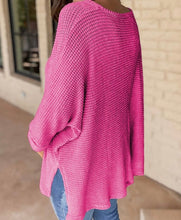 Load image into Gallery viewer, Waffle Knit Side Slits Loose Fit V Neck Top