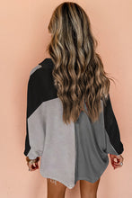 Load image into Gallery viewer, Colorblock Ribbed Collared Oversized Sweatshirt