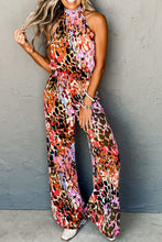 Load image into Gallery viewer, Multicolor Leopard Print Halter Tank Top and Pants Set