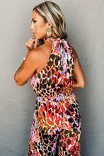 Load image into Gallery viewer, Multicolor Leopard Print Halter Tank Top and Pants Set