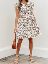 Load image into Gallery viewer, Leopard Ruffled Flutter Sleeve Keyhole Back Mini Dress