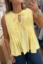 Load image into Gallery viewer, Bow Tie Notched Neck Pleated Tank Top