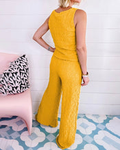 Load image into Gallery viewer, Crinkled U Neck Tank Top and Wide Leg Pants Set
