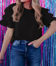 Load image into Gallery viewer, Tulle Ruffle Sleeve Top