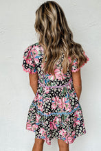 Load image into Gallery viewer, Leopard Floral Ricrac Embellished Tiered Mini Dress