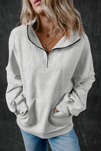 Load image into Gallery viewer, Zip-up Stand Neck Kangaroo Pocket Sweatshirt