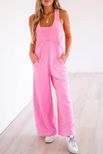 Load image into Gallery viewer, Mineral Wash Raw Seam Patchwork Wide Leg Loose Jumpsuit
